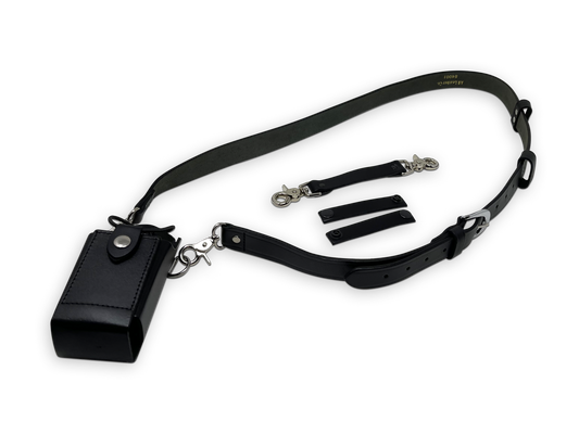 Firefighter Leather Radio Holster with Belt, Strap, Anti-Sway Strap, and Mic Loops. Perfect for Firefighters, EMT, Police
